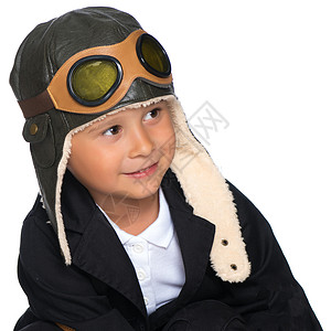 头盔飞行员的可爱小男孩图片