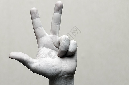 三个手指向上的手势黑白图像图片