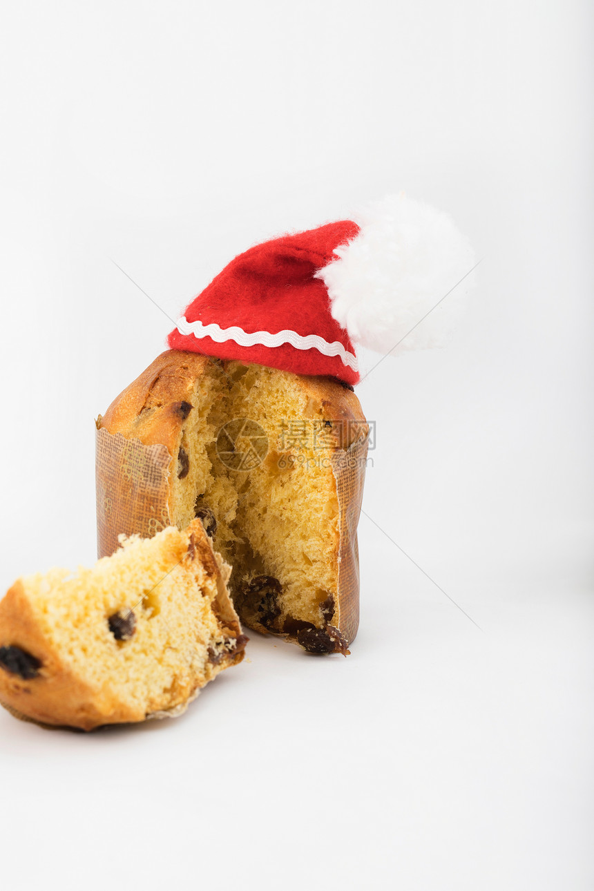 白色背景的意大利传统圣诞甜饼关闭Tw图片