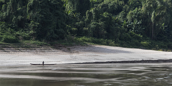 老挝赛亚布利省湄公河上一条背景图片