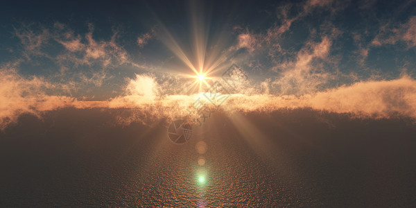 云层之上的海洋日落图片