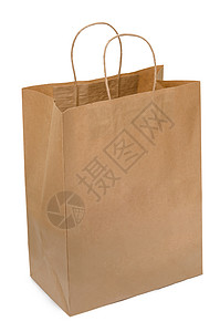 Kraft纸上的棕纸袋回收纸包开放套件白图片