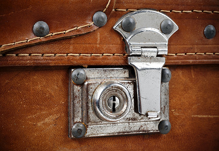 复古皮革手提箱锁图片