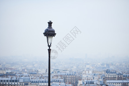 法国巴黎市景和天际线蓝背景设计图片