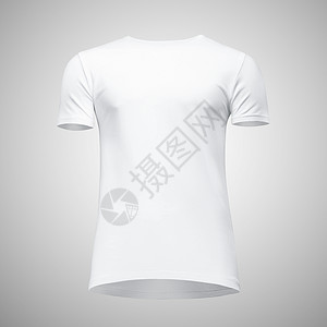 白模板男子短袖白色T衬衫背景图片