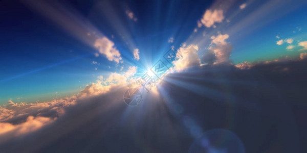 在云层之上飞翔太阳射线图片