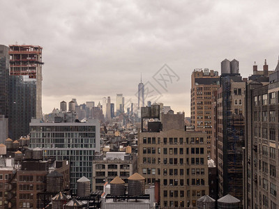 从纽约市曼哈顿中城鸟瞰曼哈顿市中心图片