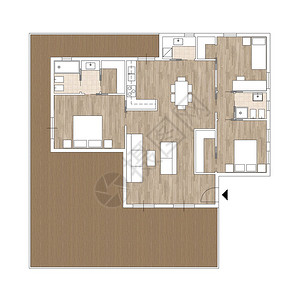 带有厨房卧室客厅餐厅浴室和家具阁楼顶视图概念室内设计的私人图片