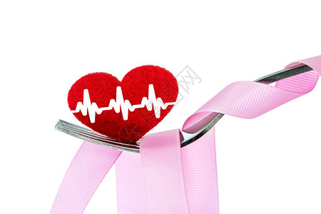 银叉中的红心形状健康心脏护理或医疗图片