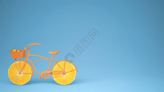 橙色自行车图片