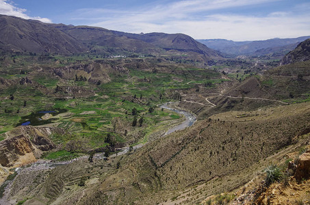 秘鲁南美的ColcaCanyon全景图片