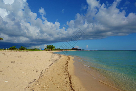 加勒比地区古巴的热带加勒比沙滩图片