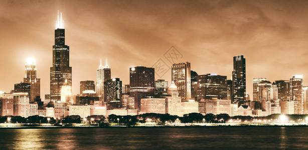 芝加哥夜景伊利诺伊州图片