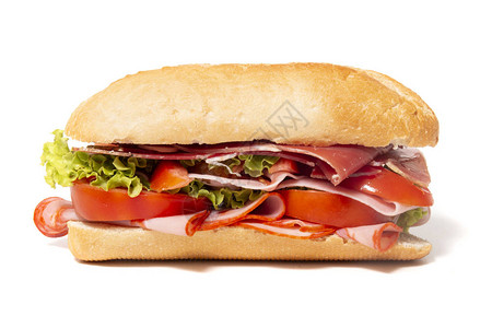 三明治加肉酱香肠和火腿图片