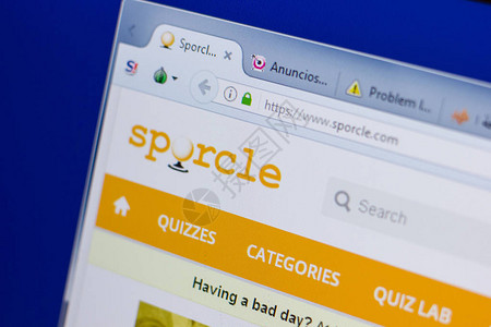Sporcle网站主页在个人计算机图片