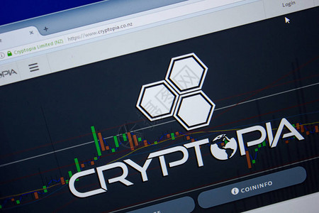 Cryptopia网站主页在个人计算机的显示上网址图片