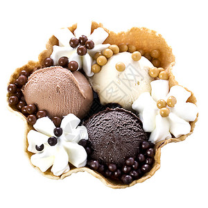 巧克力冰淇淋和奶粉图片