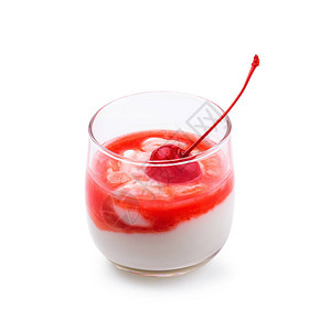 樱桃酸奶杯子白图片