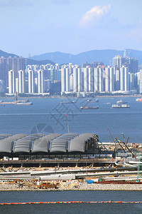 2017日在香港的珠海澳门香港大桥机场湾建设机场湾正在进行填海工程背景图片