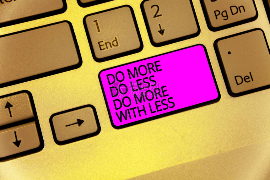 手写文本多做少多用少概念意义不努力工作聪明是独特的键盘紫色键意图创建计算机图片