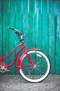 红色老式单速自行车图片