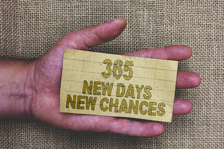 概念手写显示365新天机会商业照片展示开始新的一年日历机会厚的灰色纸图片
