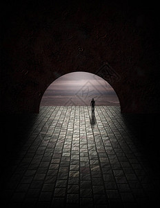 隧道中的人海景阴沉图片