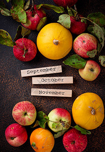 苹果和9月10月11月文本的图片