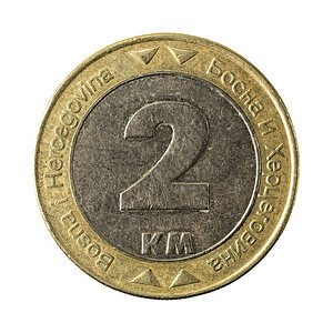 2个bosnia和herzegovina可兑换马克硬币背景图片