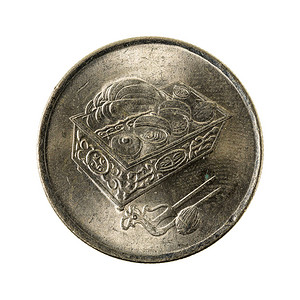 20枚马莱西亚硬币2006年白色背背景图片