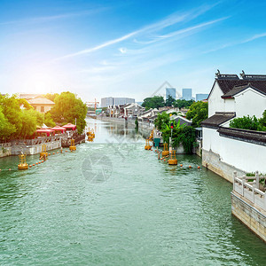苏州是一个著名的水镇背景图片