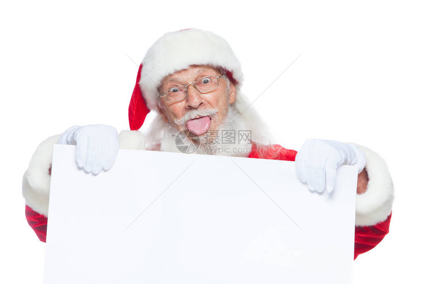 善良的圣诞老人戴着白手套图片