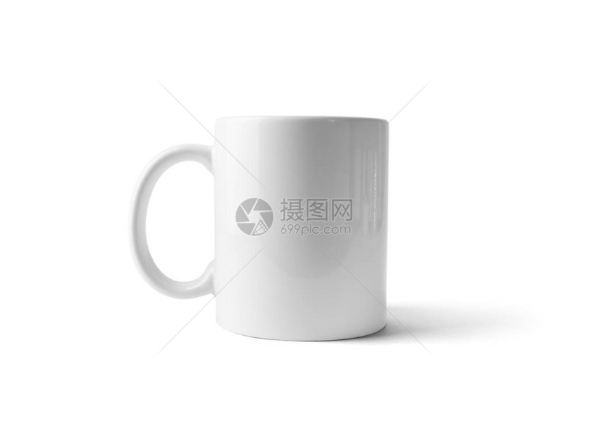 白陶瓷杯或咖啡杯或茶杯在白图片