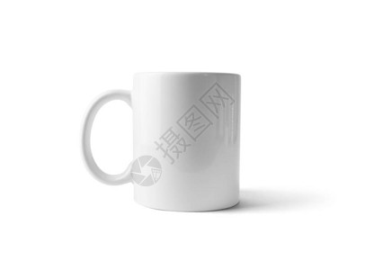 白陶瓷杯或咖啡杯或茶杯在白图片