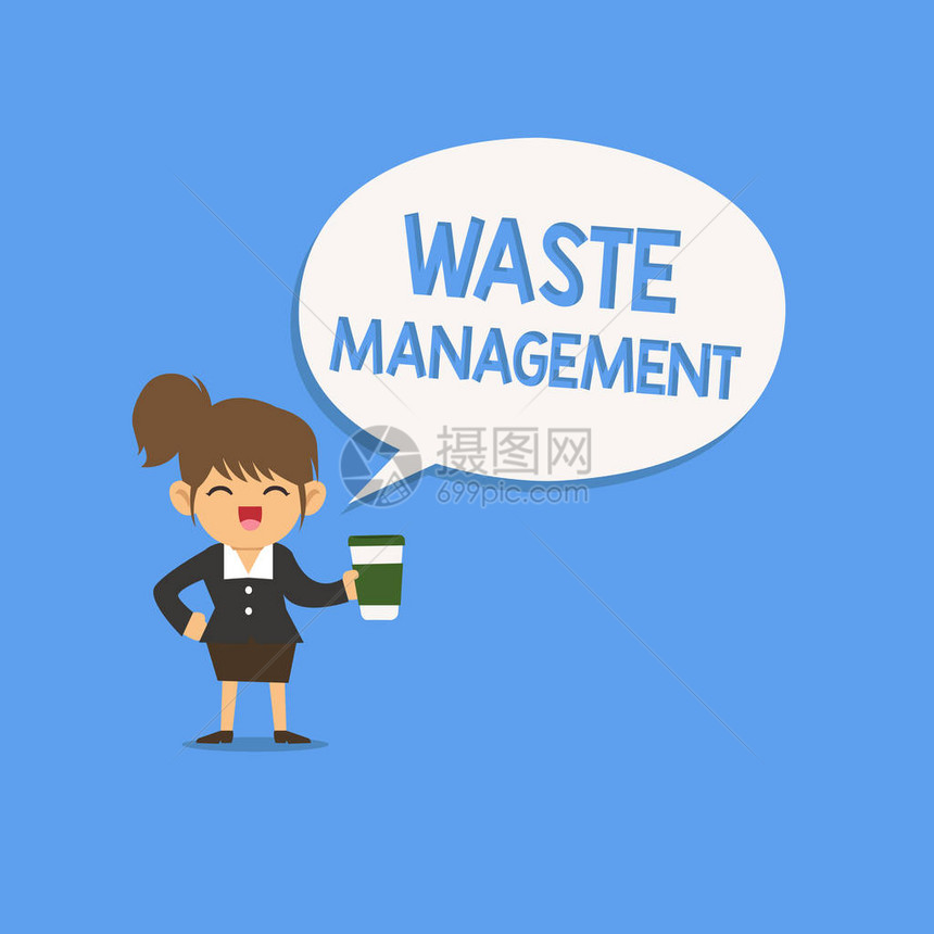 手写文字书写废物管理概念意味着管理垃圾开始到最终处图片