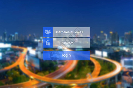 触摸屏上的登录界面在交通模糊背景上的虚拟数字显示器上触摸登录框用户图片