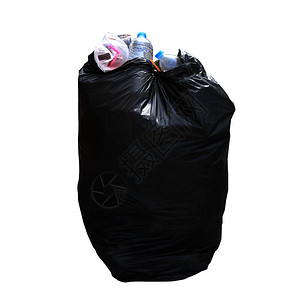 垃圾箱垃圾垃圾袋塑料白色背景中的黑色垃圾袋图片
