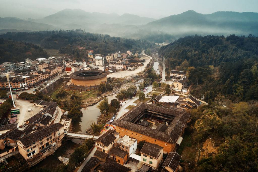 Tulou的空中景象图片