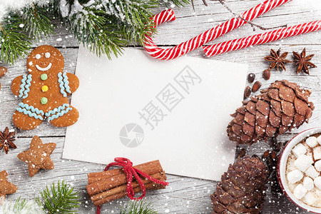 圣诞贺卡装饰品咖啡和雪花卷木您须有xma愿望的图片