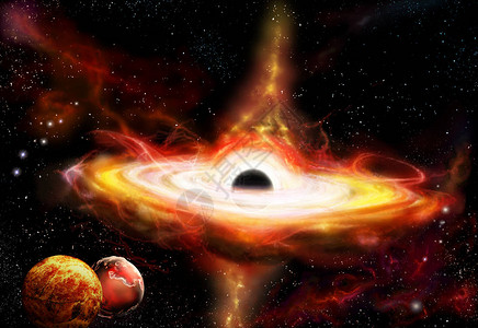 以黑洞为中心的Quasar星系和深空中的黑洞艺图片