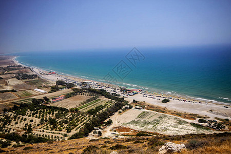 大海滩的景色库里翁塞浦路斯图片