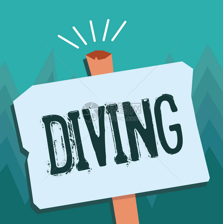 概念手写显示潜水展示使用氧气和西装游泳的运动或活