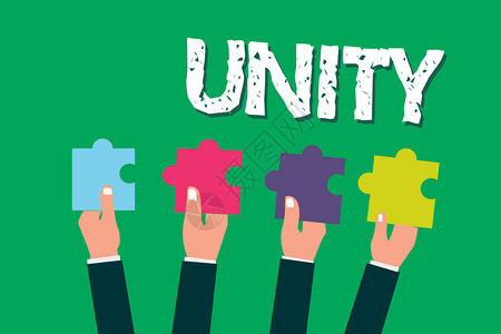 单词书写文本Unity合并或整体合并的状态的商业概念图片