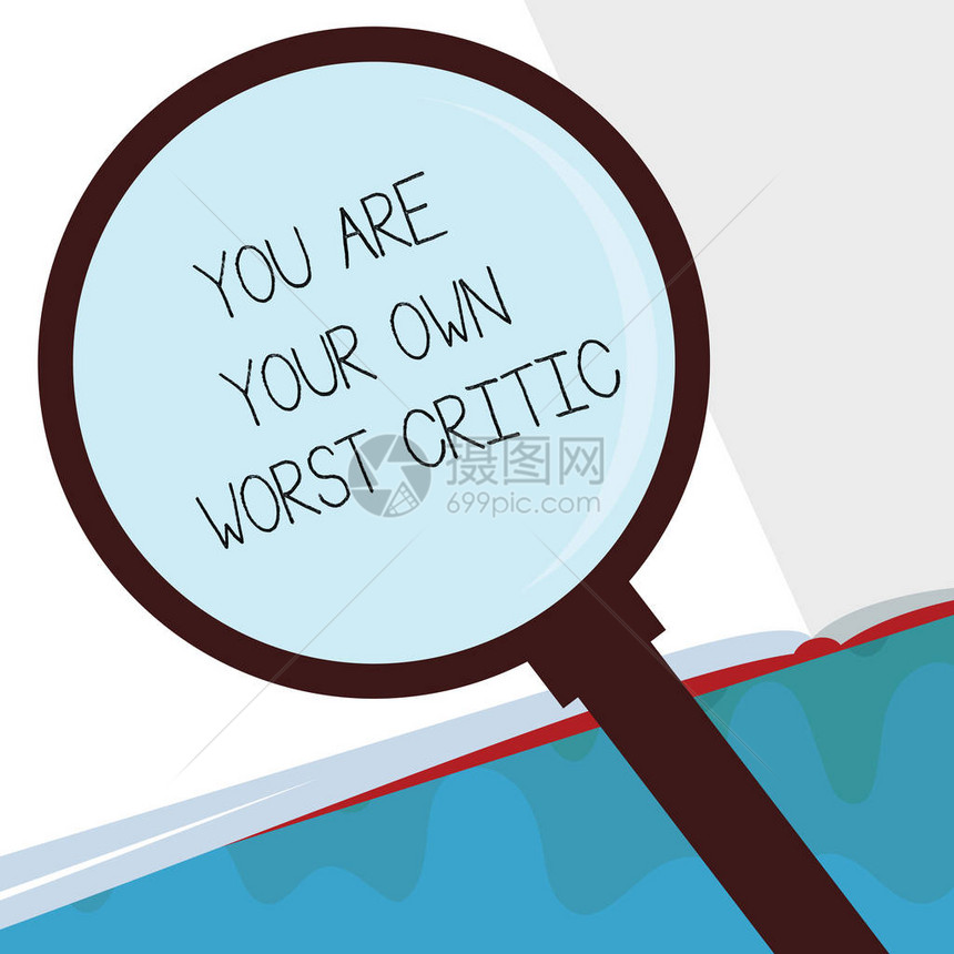 手写文字你是自己最差的批评者概念意味着自我太难接图片