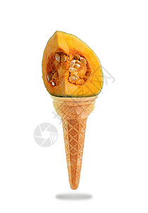 南瓜味的美味冰淇淋甜筒图片