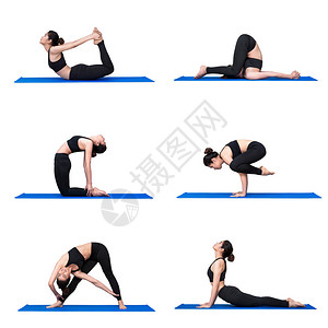 年轻的亚洲女在瑜伽运动馆练习瑜伽姿势锻炼图片