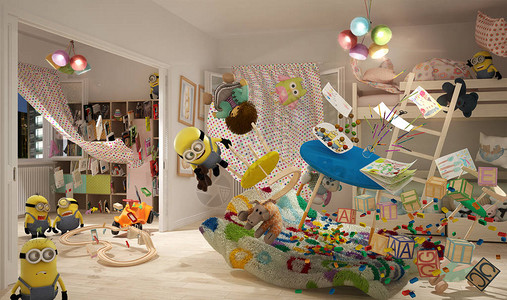 儿童卧室的混乱概念图片