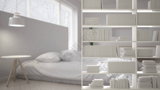 书房特写前置室内设计概念背景中现代白色亮丽的图片