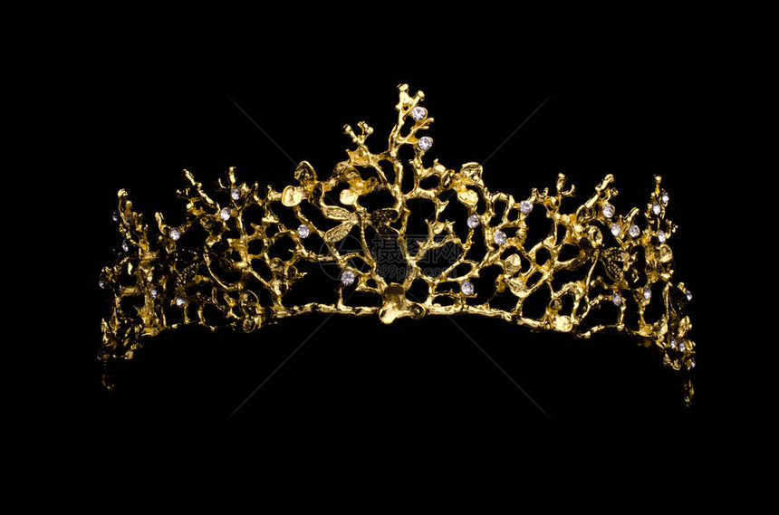金王冠带有在黑色上与图片