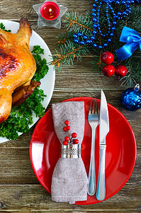 节日餐桌上的传统菜肴火鸡感恩节或圣诞节的日晚餐顶视图圣诞图片